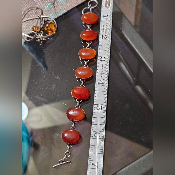 Orange Carnelian Sterling Bracelet - Picture 1 of 8